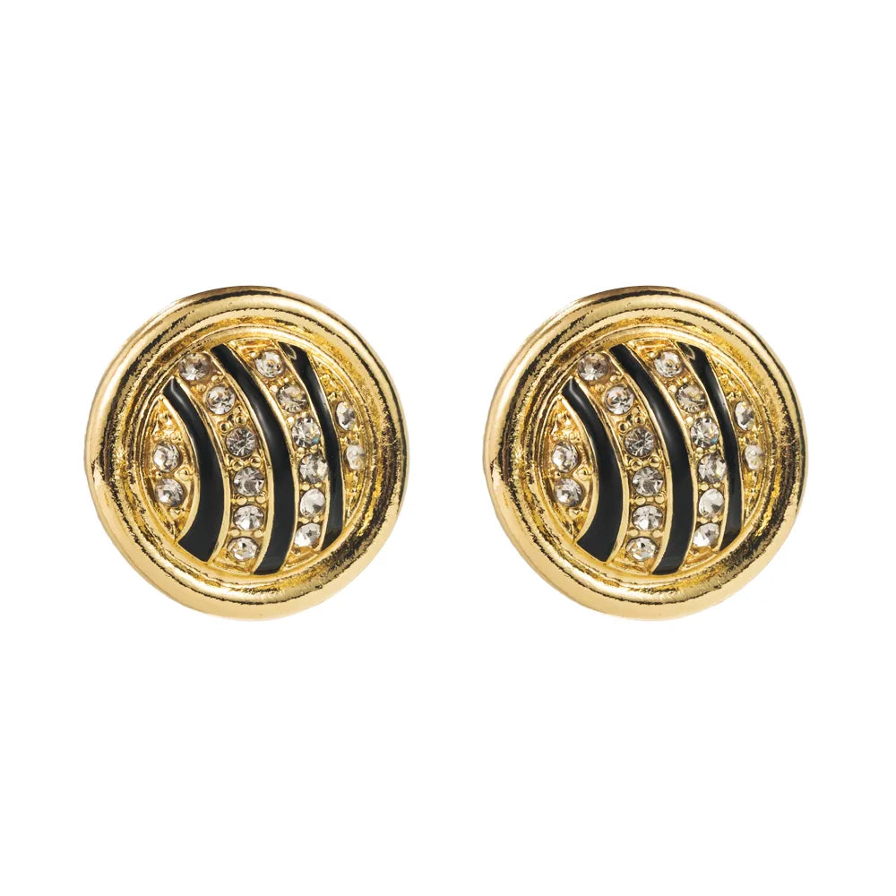 1 Pair Casual Vacation Round Inlay Alloy Resin Resin Gold Plated Ear Studs