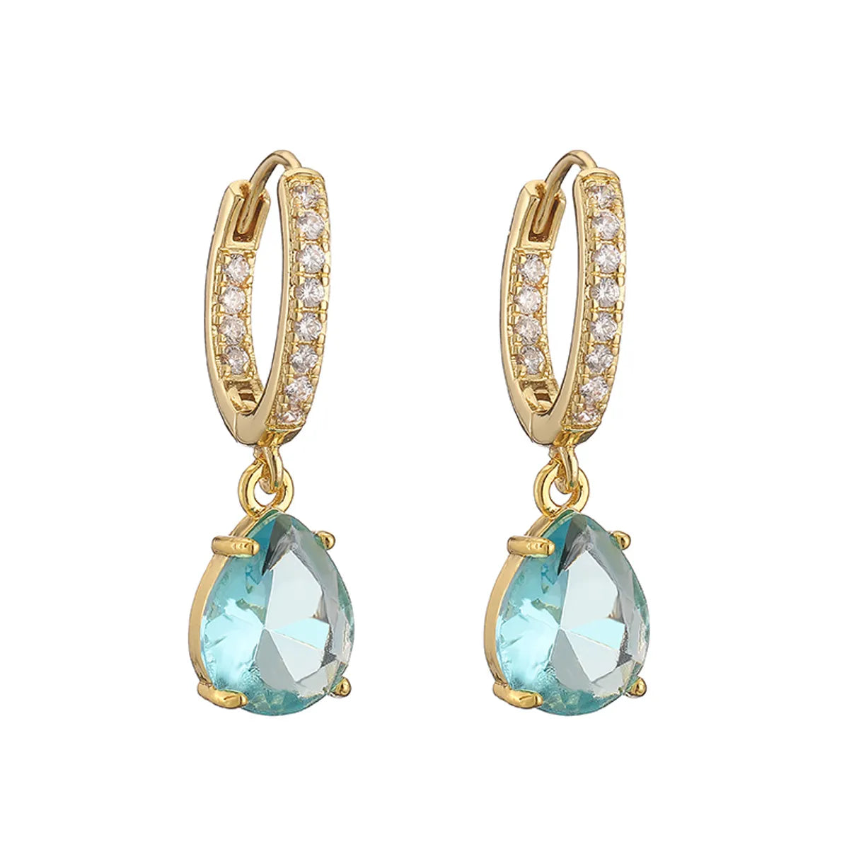 1 Pair Casual Vacation Shiny Water Droplets Plating Inlay Copper Zircon 18k Gold Plated Drop Earrings