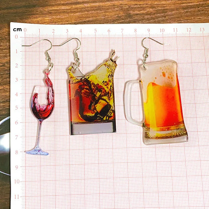 1 Pair Casual Vacation Simple Style Beer Wine Glass Arylic Drop Earrings