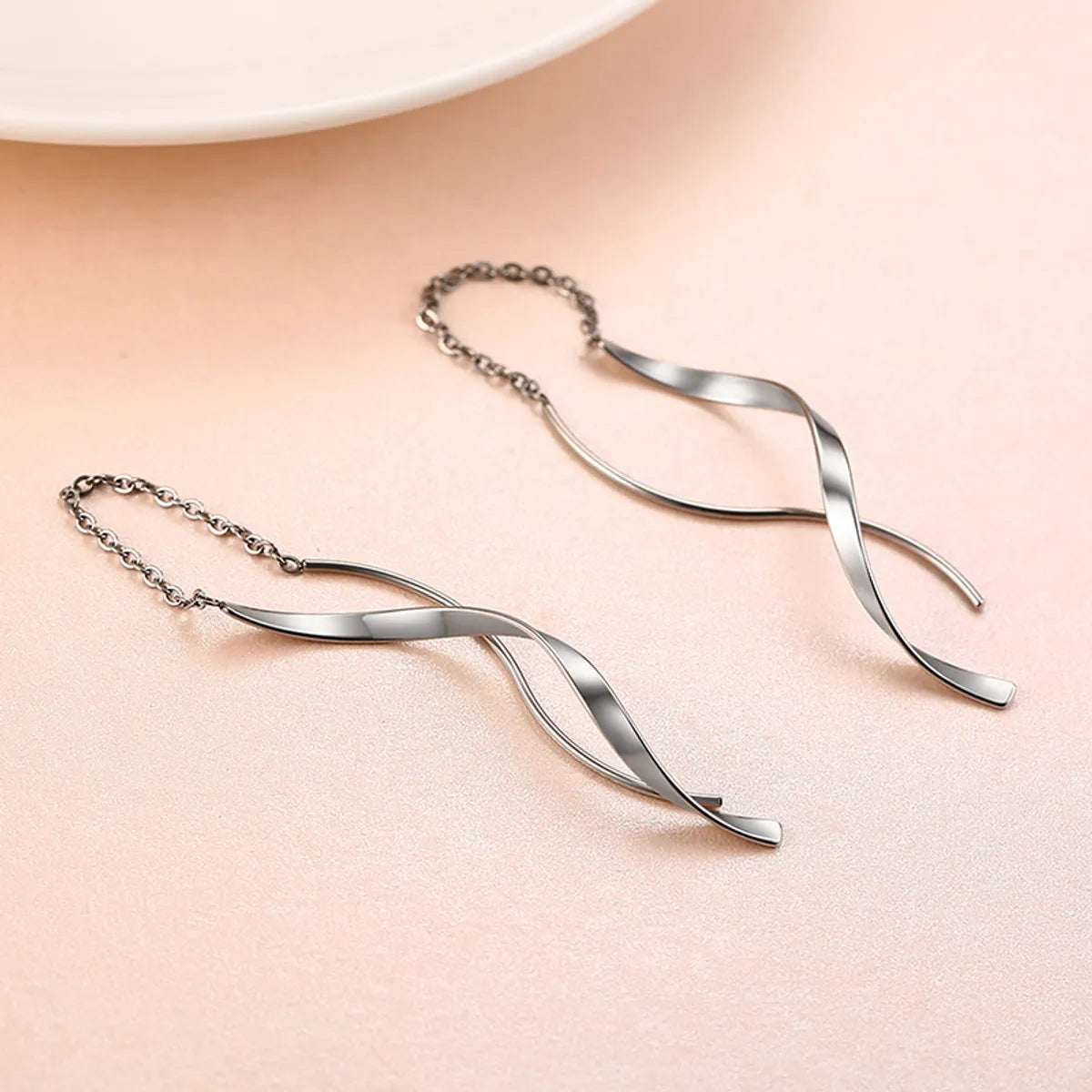 1 Pair Casual Vacation Simple Style Lines The Answer Stainless Steel Patchwork Ear Line