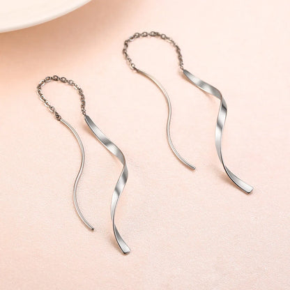 1 Pair Casual Vacation Simple Style Lines The Answer Stainless Steel Patchwork Ear Line