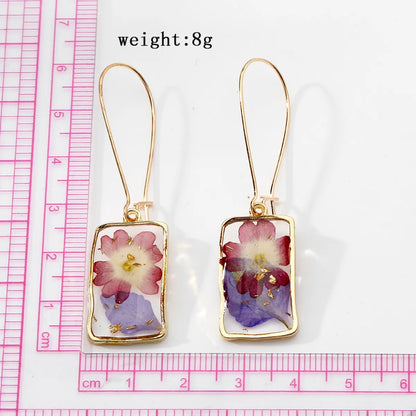 1 Pair Casual Vacation Simple Style Plant Rectangle Resin Drop Earrings