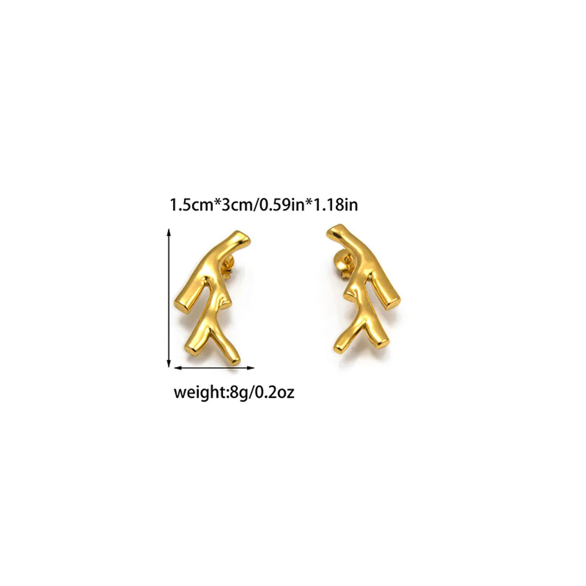 1 Pair Casual Vacation Solid Color Asymmetrical Plating 304 Stainless Steel 14K Gold Plated Ear Studs