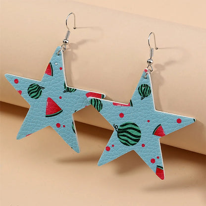 1 Pair Casual Vacation Star Fruit Imitation Leather Drop Earrings