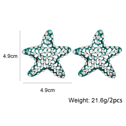 1 Pair Casual Vacation Starfish Inlay Alloy Rhinestones Ear Studs