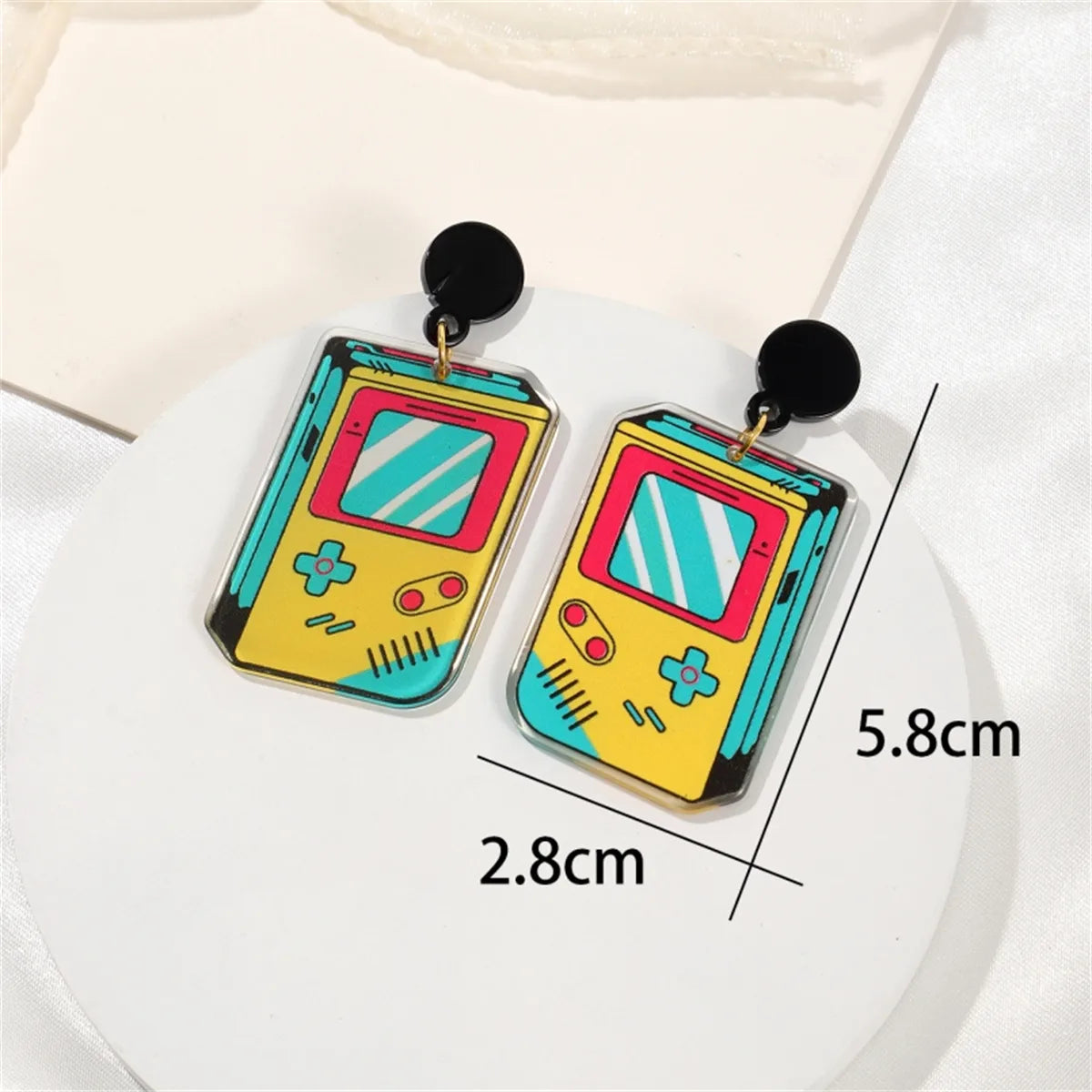 1 Pair Casual Vacation Tape Rubik'S Cube Printing Arylic Drop Earrings