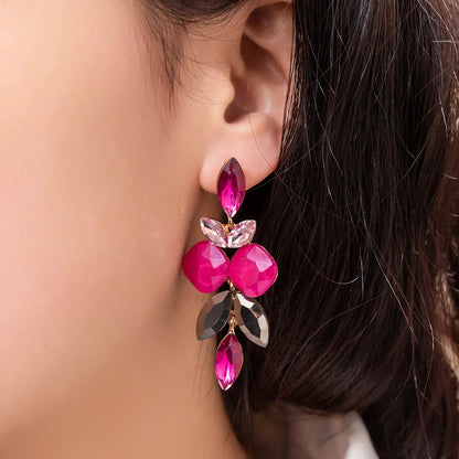 1 Pair Casual Vacation Water Droplets Alloy Glass Rhinestones Drop Earrings