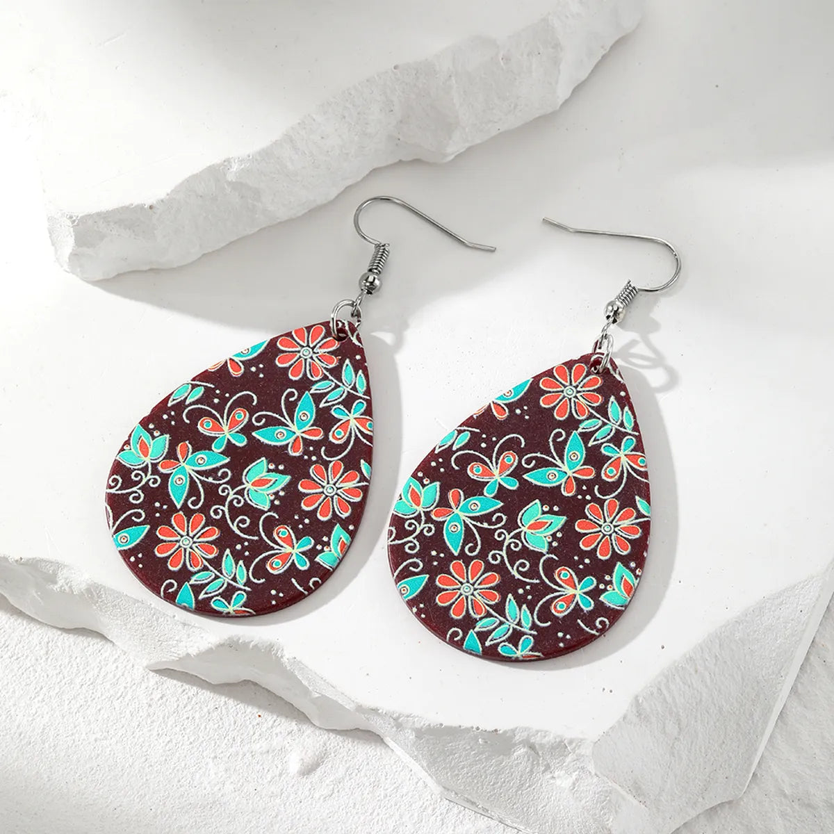 1 Pair Casual Vacation Water Droplets Flower Butterfly Resin Drop Earrings