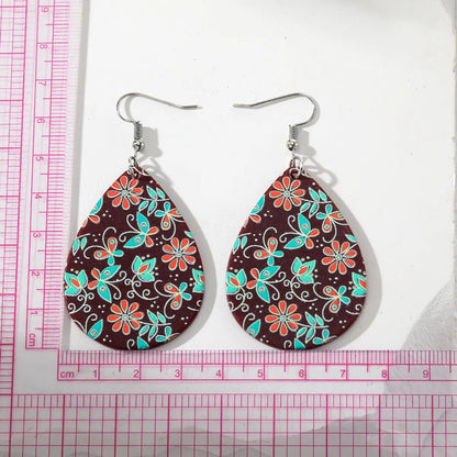 1 Pair Casual Vacation Water Droplets Flower Butterfly Resin Drop Earrings