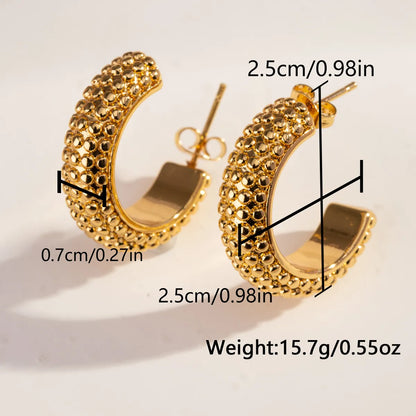 1 Pair Casual Vintage Style C Shape Geometric Heart Shape Plating 304 Stainless Steel 18K Gold Plated Ear Studs