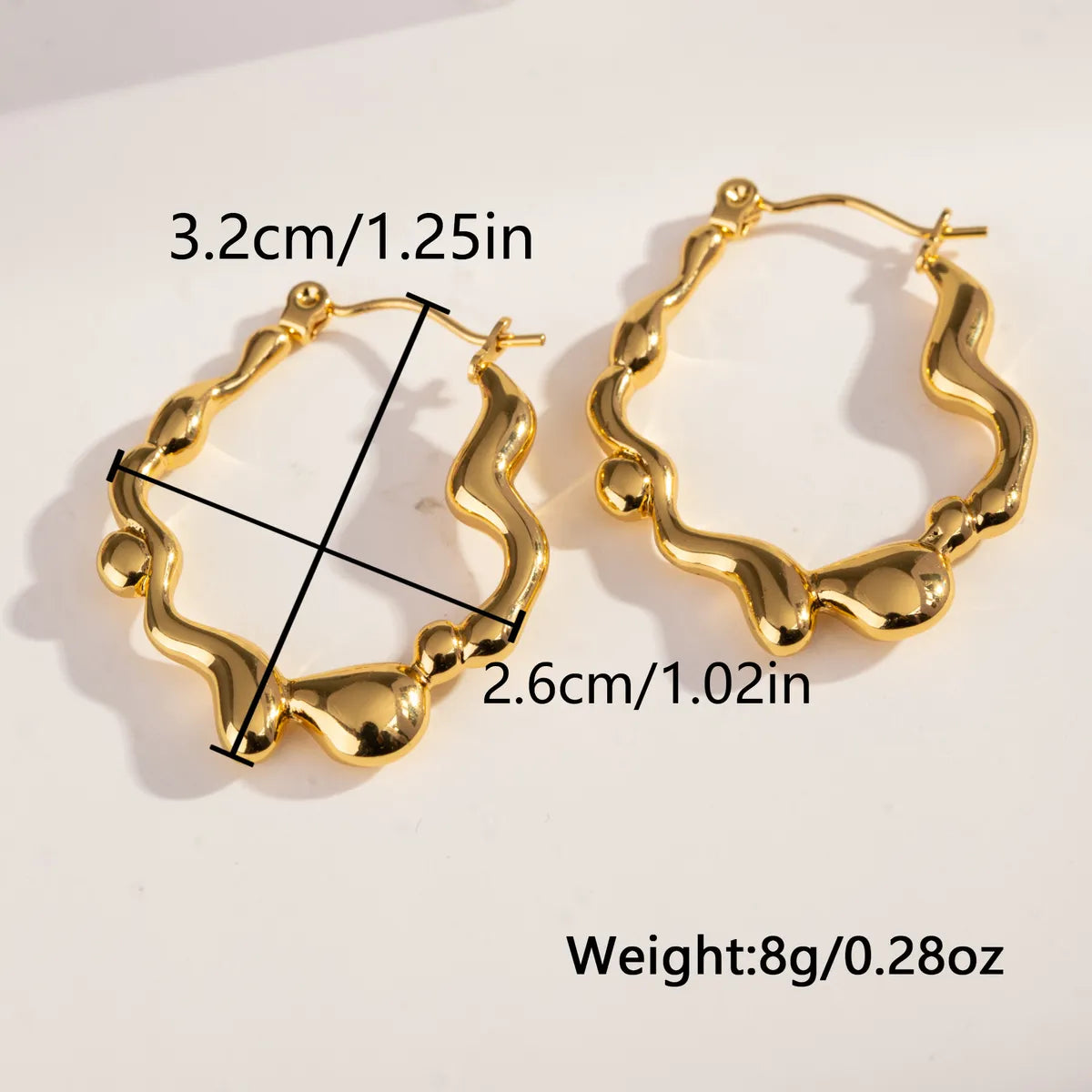 1 Pair Casual Vintage Style C Shape U Shape Geometric Plating 304 Stainless Steel 18K Gold Plated Hoop Earrings