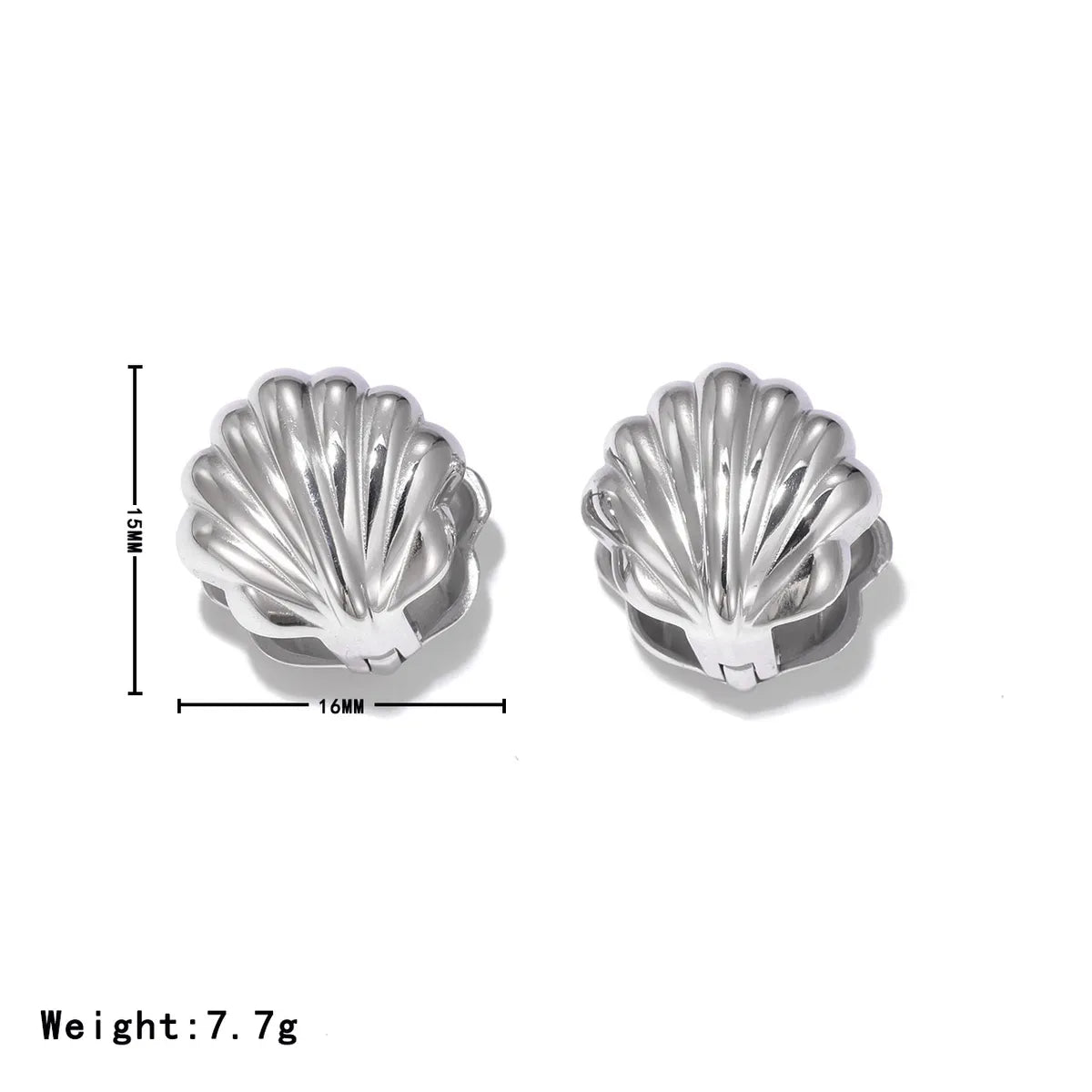 1 Pair Casual Vintage Style Classic Style Scallop Scallop Frill 304 Stainless Steel White Gold Plated Gold Plated Ear Studs