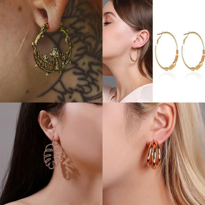 1 Pair Casual Vintage Style Human Face Leaf Heart Shape Plating Hollow Out Inlay Alloy Metal Brass Resin Zircon 18k Gold Plated Gold Plated Silver Plated Earrings