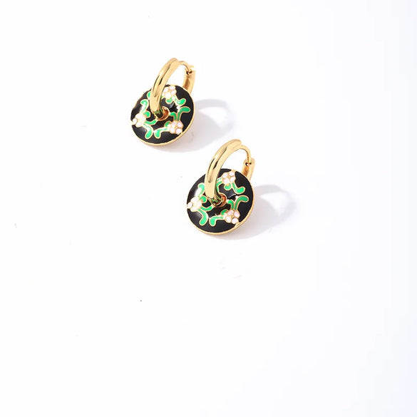 1 Pair Casual Vintage Style Round Flower Plating 304 Stainless Steel Copper Earrings