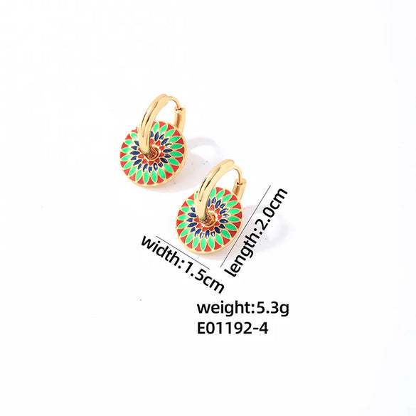 1 Pair Casual Vintage Style Round Flower Plating 304 Stainless Steel Copper Earrings