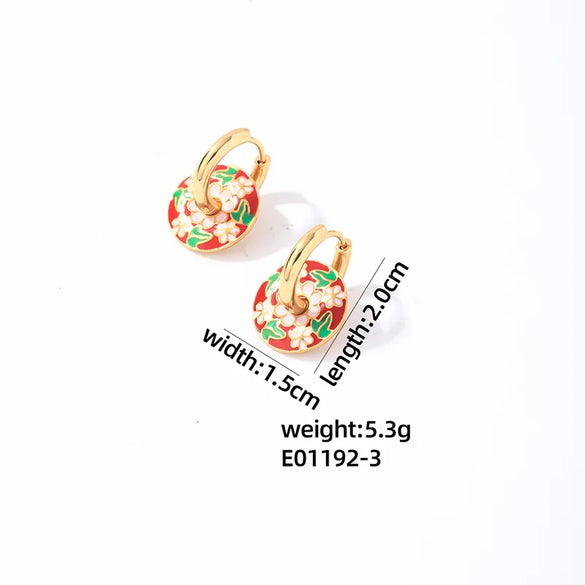 1 Pair Casual Vintage Style Round Flower Plating 304 Stainless Steel Copper Earrings