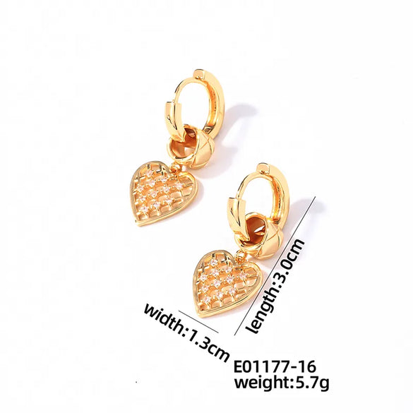 1 Pair Casual Vintage Style Shiny Heart Shape Bow Knot Plating Inlay 304 Stainless Steel Copper Zircon Drop Earrings