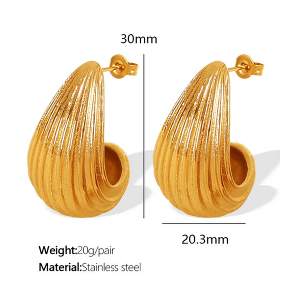 1 Pair Casual Vintage Style Simple Style Arc Water Droplets Polishing Plating 304 Stainless Steel 18K Gold Plated Ear Studs