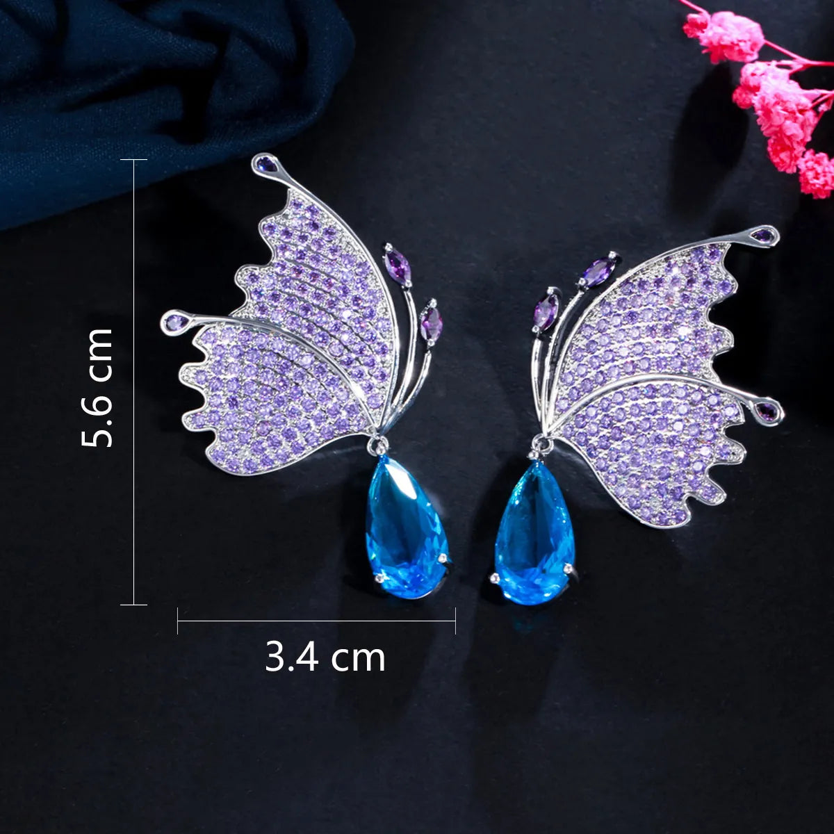 1 Pair Casual Wedding Romantic Butterfly Plating Inlay Copper Zircon Rhodium Plated Silver Plated Drop Earrings