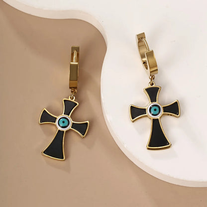 1 Pair Casual XUPING Cross Plating 304 Stainless Steel 18K Gold Plated Drop Earrings