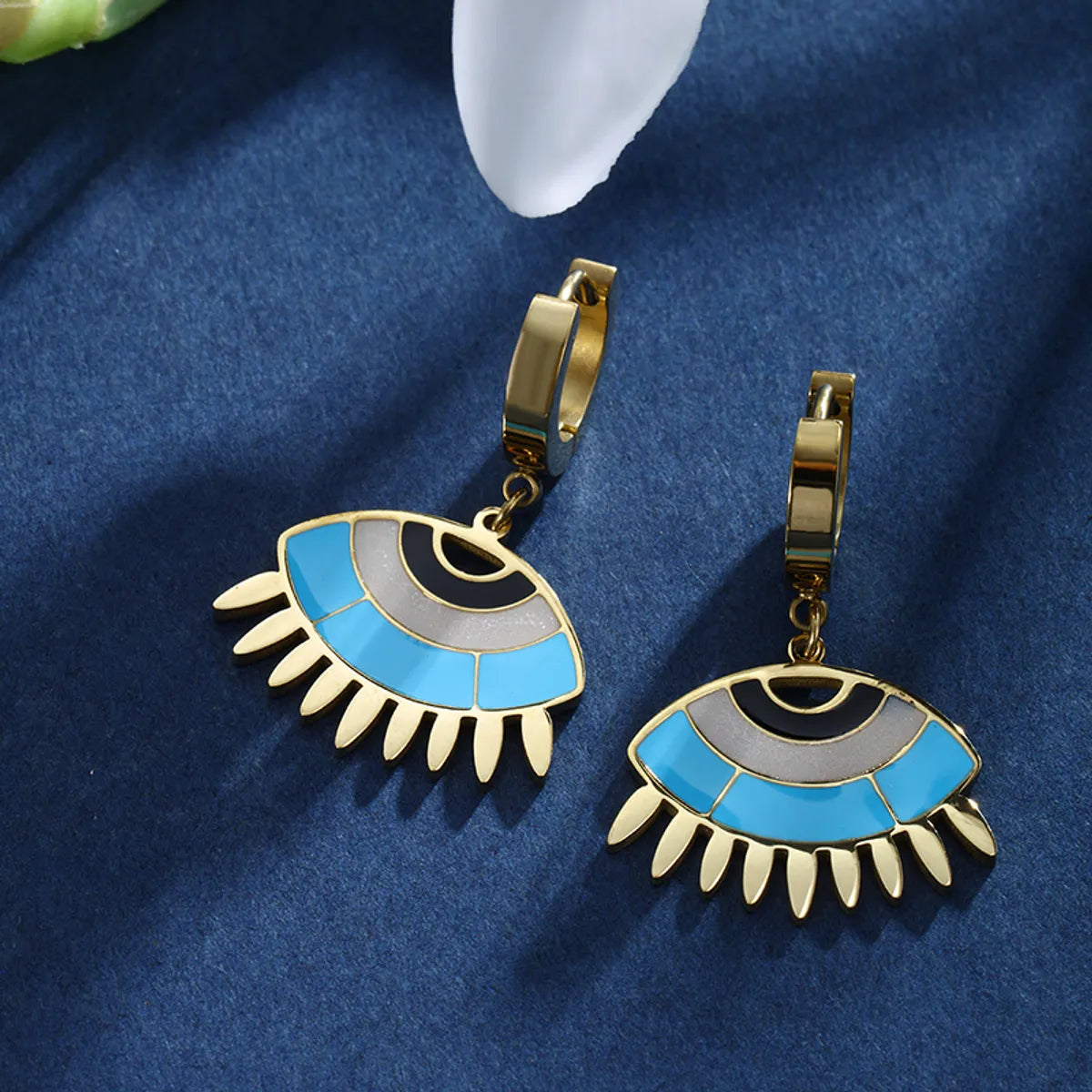 1 Pair Casual XUPING Eye Stainless Steel 14K Gold Plated Drop Earrings