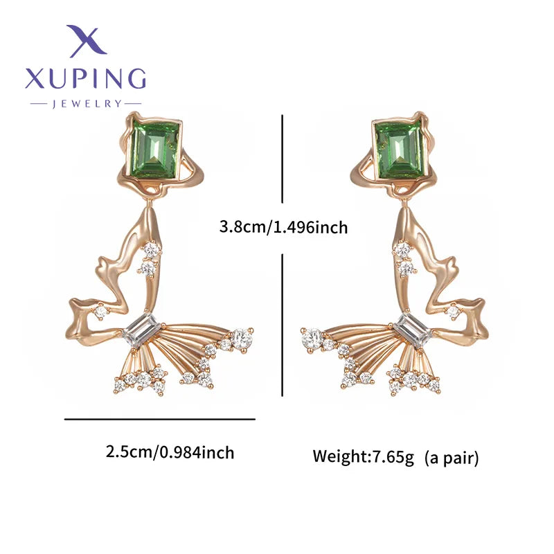 1 Pair Casual XUPING Sweet Butterfly Hollow Out Inlay Copper Artificial Gemstones Artificial Crystal 18K Gold Plated Drop Earrings