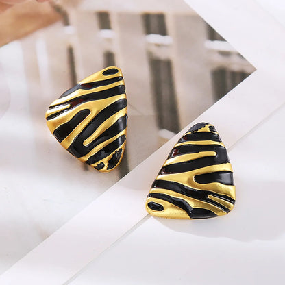 1 Pair Casual Zebra Stoving Varnish Plating Alloy Gold Plated Ear Studs