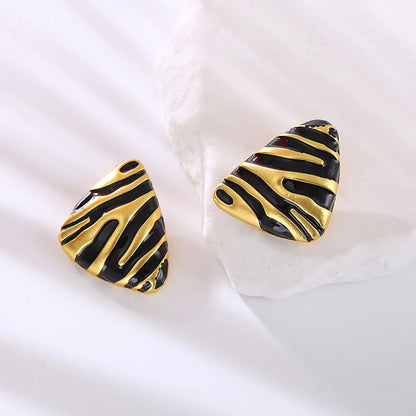 1 Pair Casual Zebra Stoving Varnish Plating Alloy Gold Plated Ear Studs