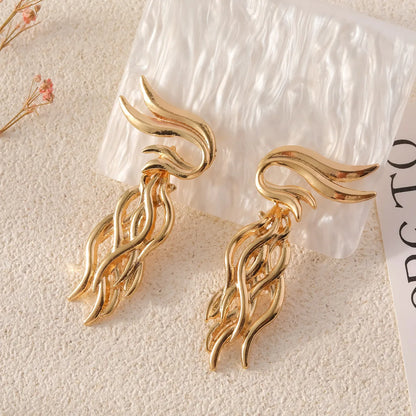 1 Pair Chinoiserie Classical Ethnic Style Phoenix Zinc Alloy Drop Earrings