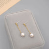 1 Pair Chinoiserie Simple Style Commute Geometric Handmade Imitation Pearl Gold Plated Drop Earrings