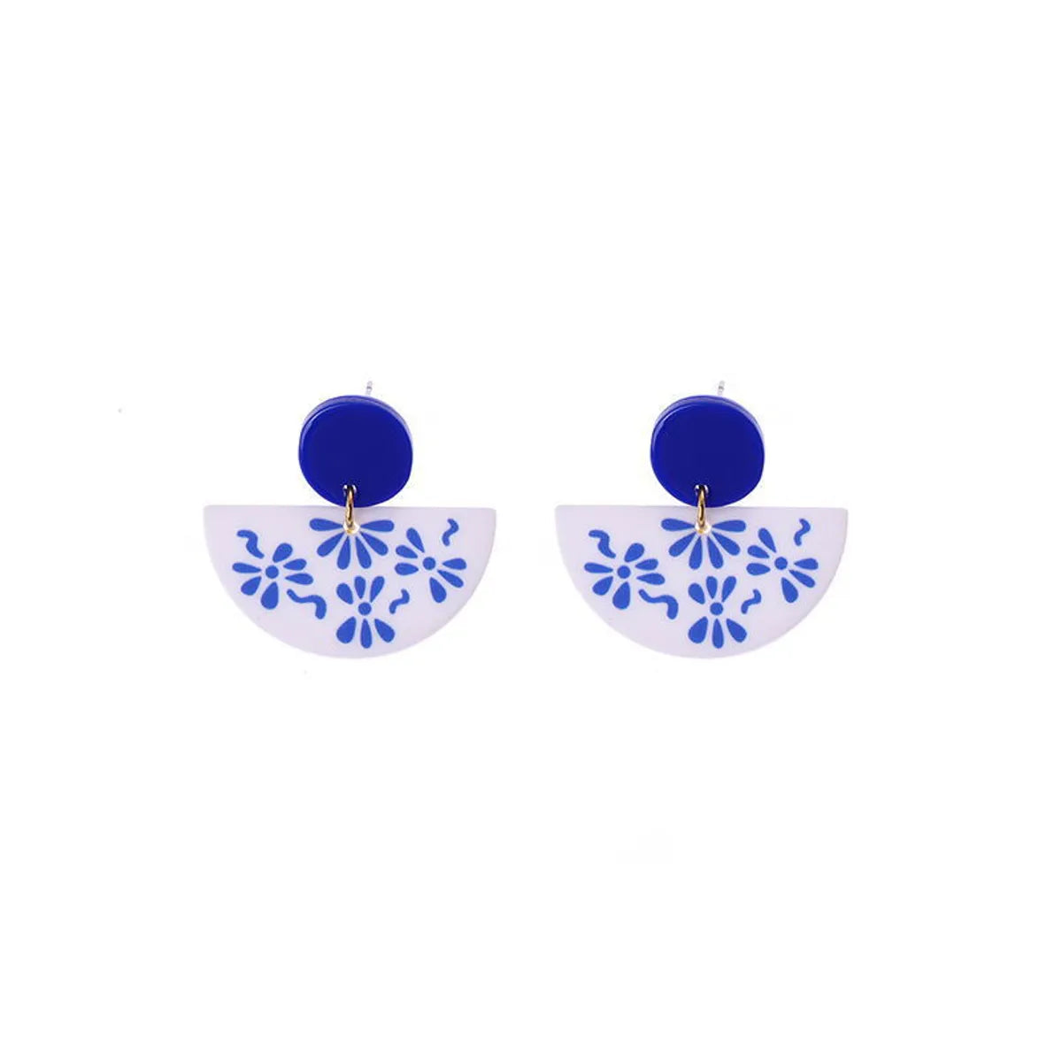 1 Pair Chinoiserie U Shape Round Water Droplets Arylic Drop Earrings