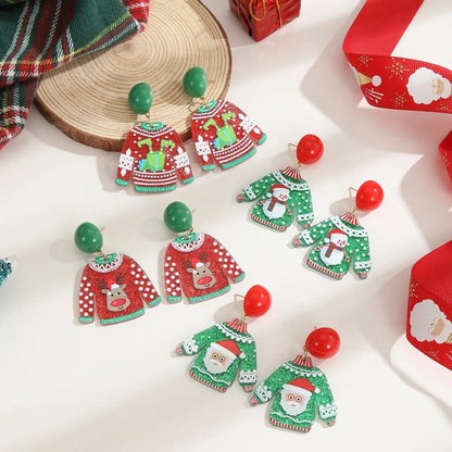 1 Pair Christmas Retro Santa Claus Arylic Drop Earrings