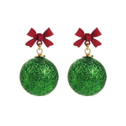 1 Pair Christmas Streetwear Ball Bow Knot Alloy Drop Earrings