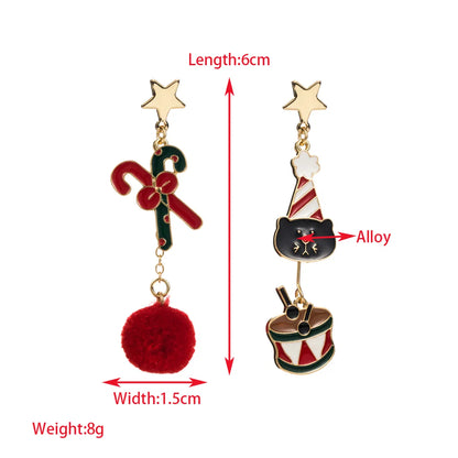 1 Pair Christmas Streetwear Christmas Tree Snowman Snowflake Enamel Alloy Gold Plated Drop Earrings