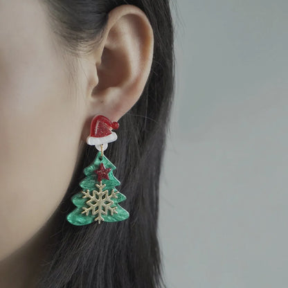 1 Pair Christmas Tree Arylic Drop Earrings