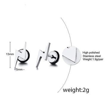 1 Pair Classic Style British Style Lightning Plating 304 Stainless Steel Black Plated Ear Studs