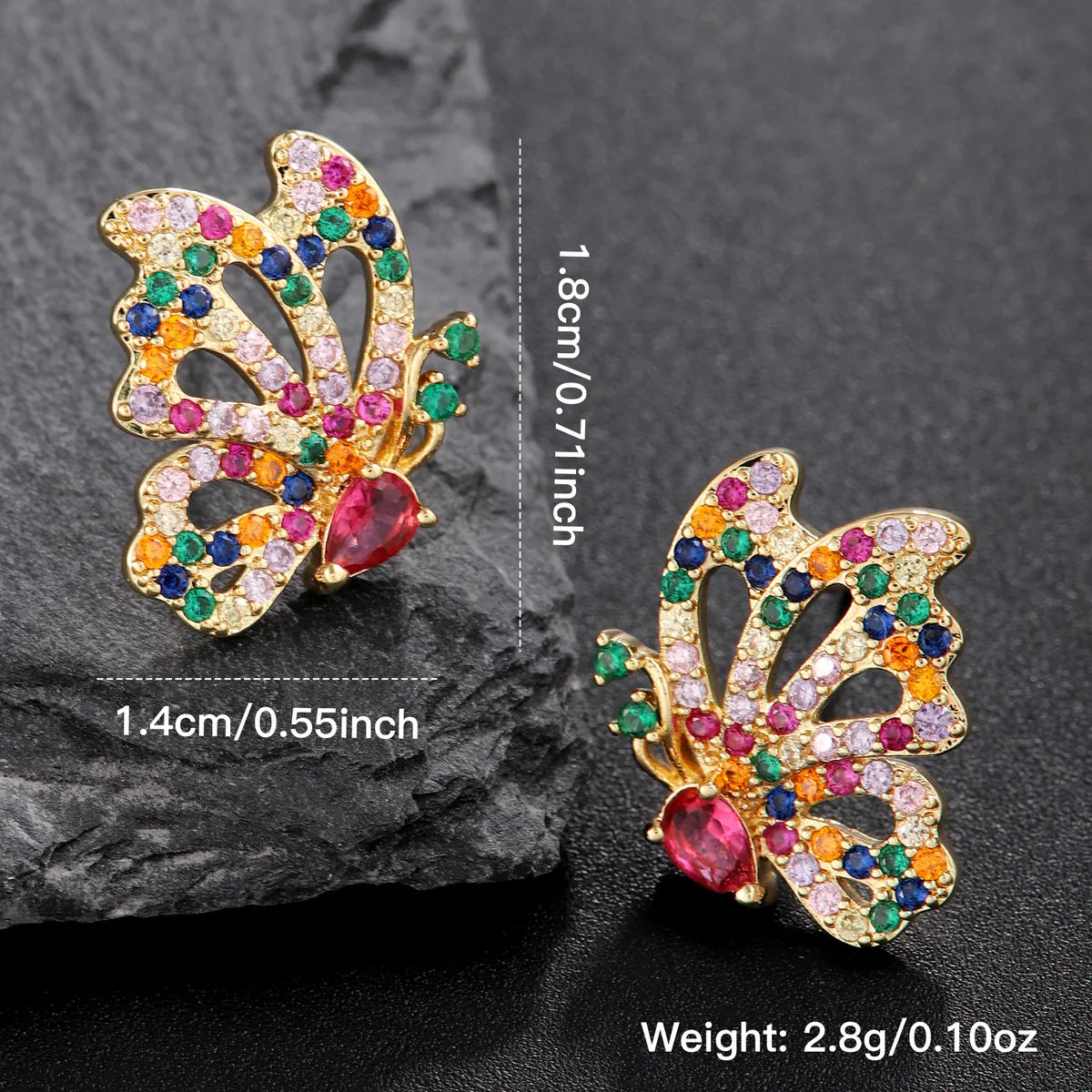 1 Pair Classic Style Butterfly Plating Inlay Copper Zircon 18K Gold Plated Ear Studs