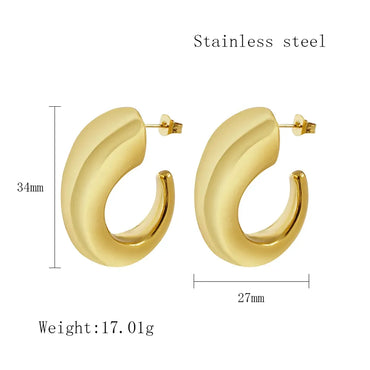 1 Pair Classic Style C Shape Horns Plating Stainless Steel 18k Gold Plated Ear Studs