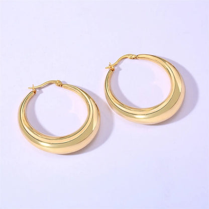 1 Pair Classic Style C Shape Plating Stainless Steel Earrings