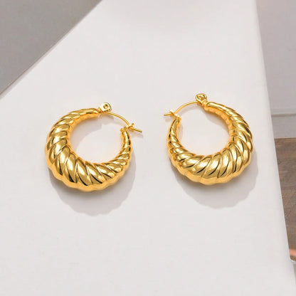 1 Pair Classic Style C Shape Plating Stainless Steel Earrings