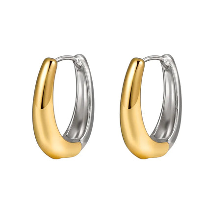 1 Pair Classic Style C Shape Quadrilateral Round Patchwork Plating Alloy Gold Plated Silver Plated Hoop Earrings