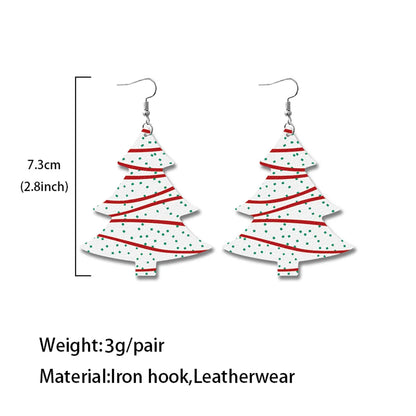 1 Pair Classic Style Christmas Tree Pu Leather Iron Ear Hook