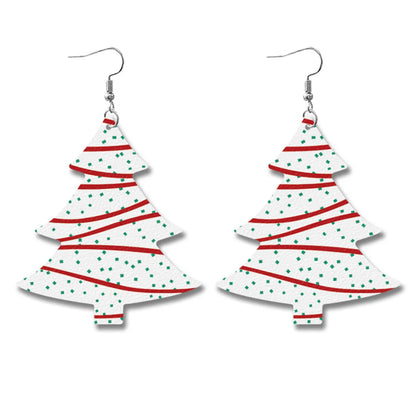 1 Pair Classic Style Christmas Tree Pu Leather Iron Ear Hook