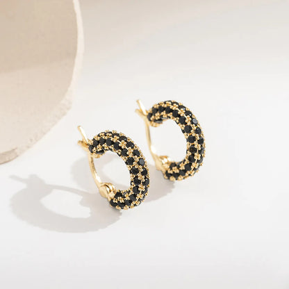 1 Pair Classic Style Circle Plating Inlay Copper Zircon Gold Plated Earrings