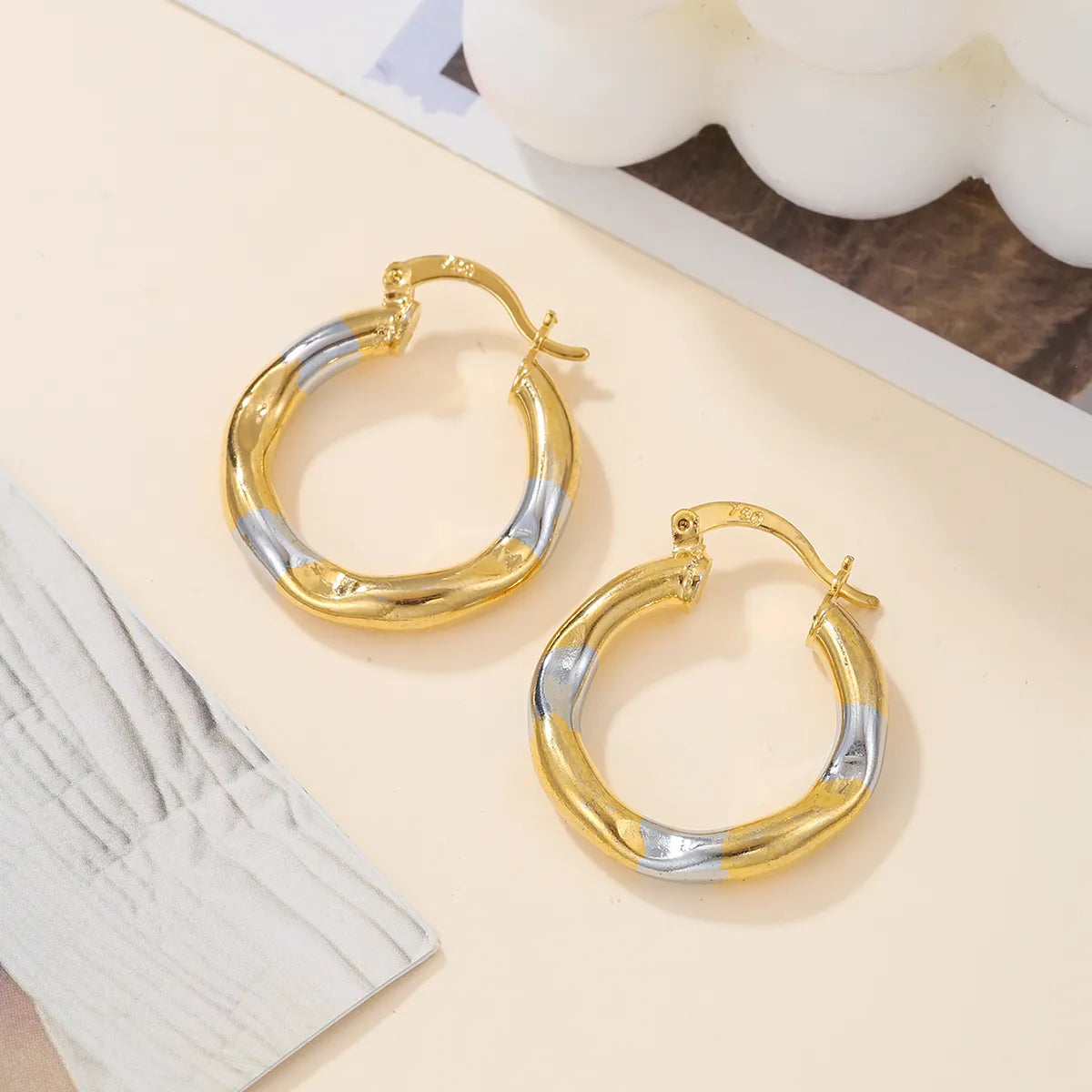 1 Pair Classic Style Color Block Plating Copper 18k Gold Plated Earrings