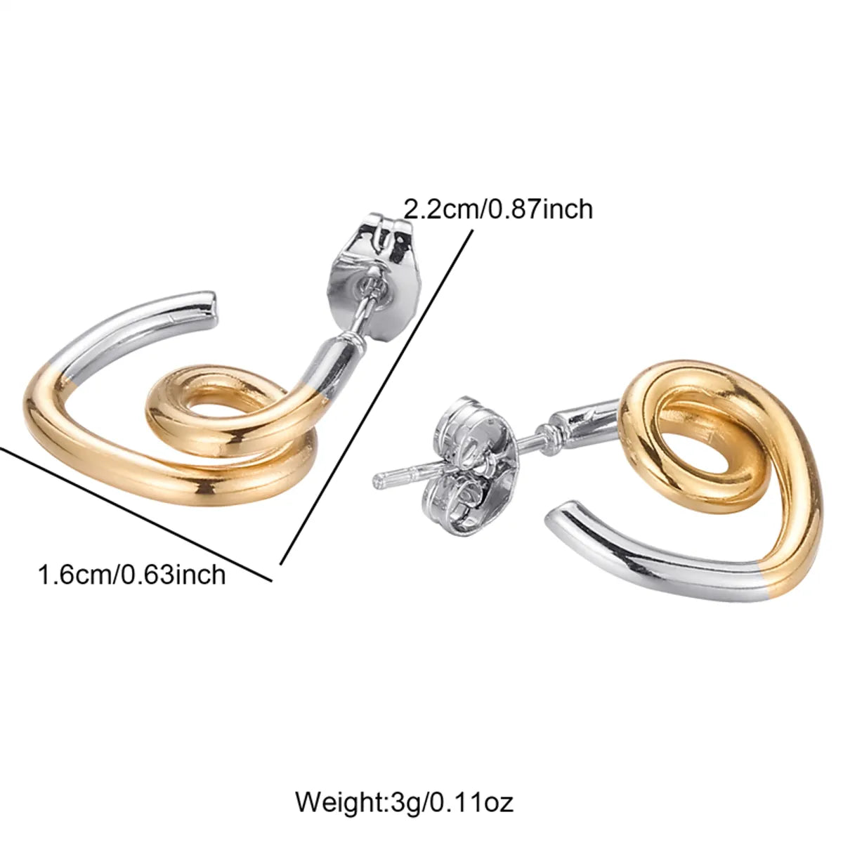 1 Pair Classic Style Commute Geometric Plating Stainless Steel Gold Plated Ear Studs