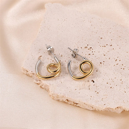 1 Pair Classic Style Commute Geometric Plating Stainless Steel Gold Plated Ear Studs