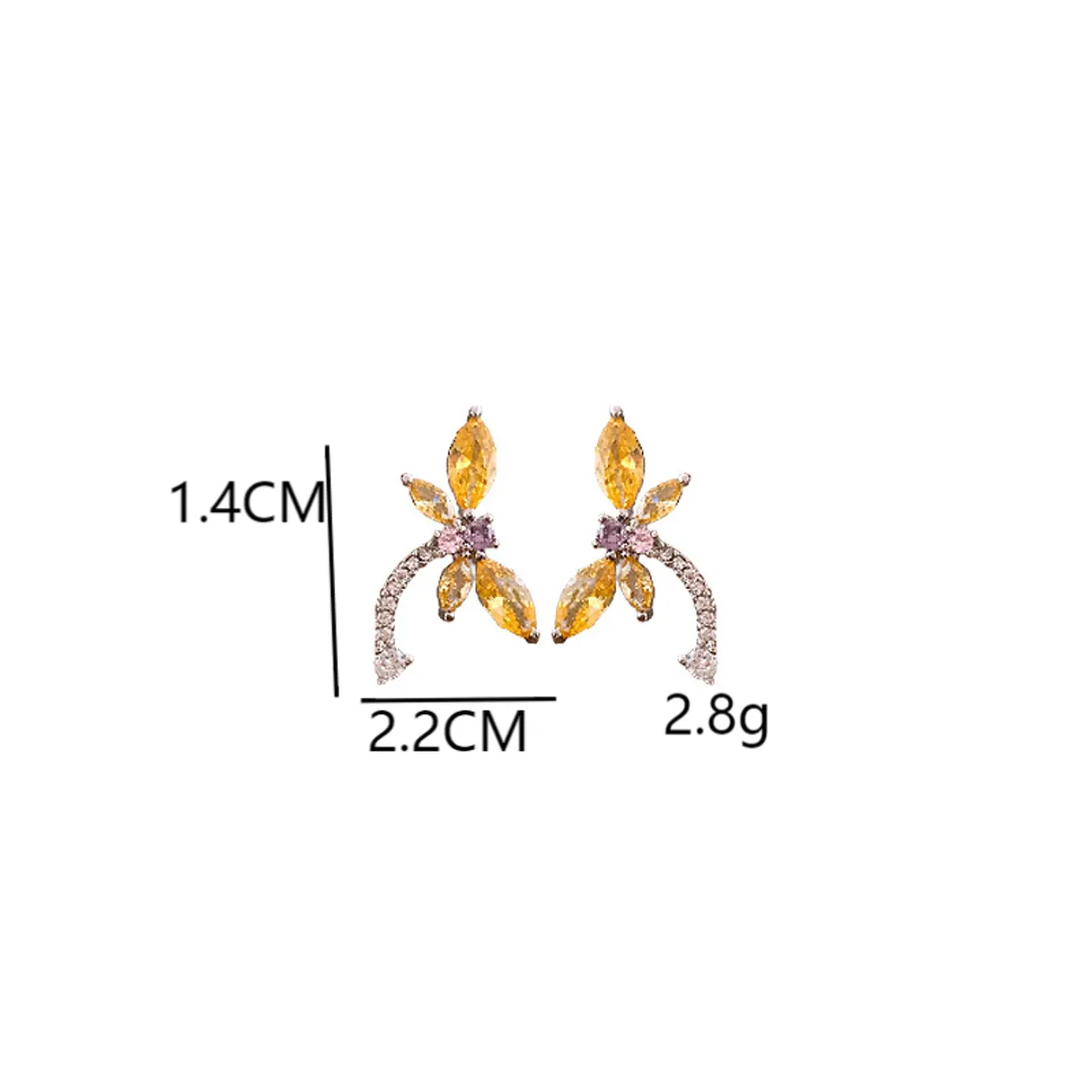 1 Pair Classic Style Dragonfly Inlay Zinc Alloy Rhinestones Ear Studs