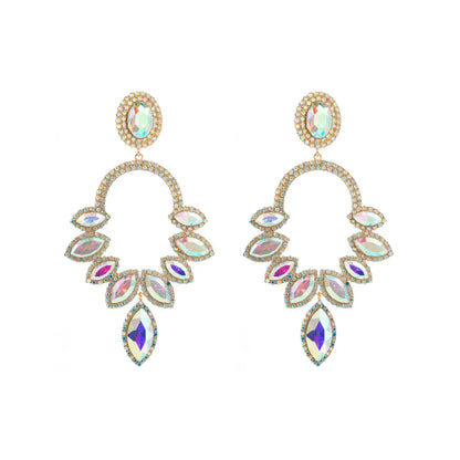 1 Pair Classic Style Geometric Flower Alloy Plating Rhinestones Women's Dangling Earrings