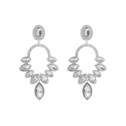 1 Pair Classic Style Geometric Flower Alloy Plating Rhinestones Women's Dangling Earrings